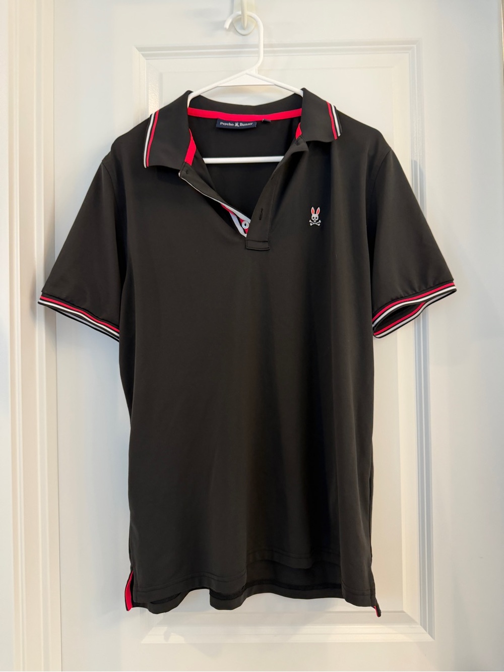 Psycho Bunny Black Polo with Red and White Trim